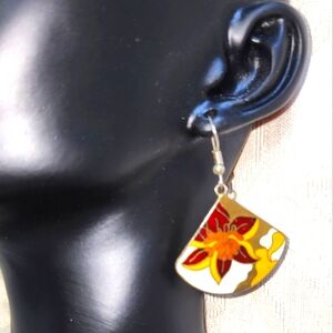 GIC Vintage 60's Metal Hand painting Drop Earrings